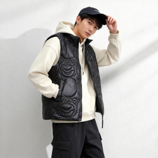 草莓熊联名棉背心ABLE 立领黑白色棉马甲潮 JEANS男女秋冬上衣无袖