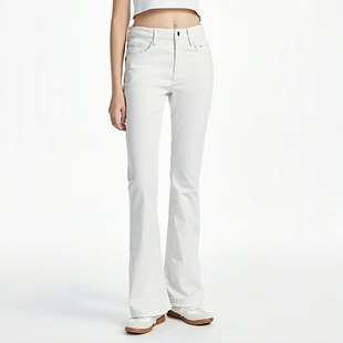 马蹄裤 弹力喇叭阔腿长裤 ABLE 高腰春秋季 子 JEANS女白色牛仔裤 新款