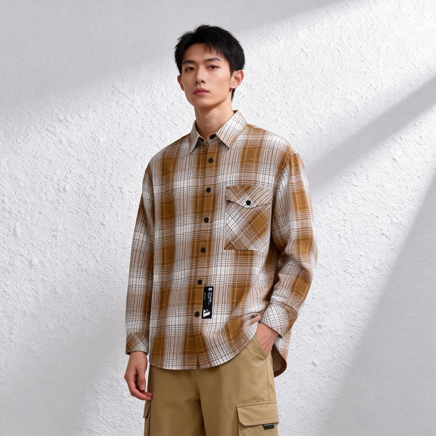 ABLEJEANS衬衫纯棉宽松格子男图片