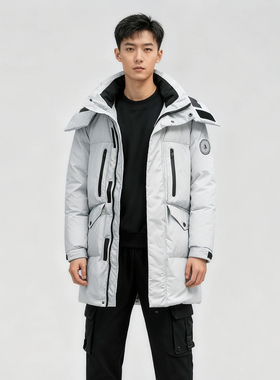 防水防风加厚蓄热防寒羽绒服ABLE JEANS男女羽绒衣连帽工装冬外套