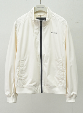 棒球领夹克拉链外套ABLE JEANS男女上衣春秋青年休闲装简约黑白色