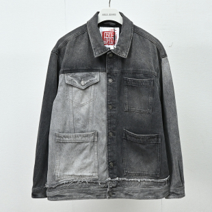 JEANS男士 牛仔夹克黑色多口袋翻领潮宽松外套 ABLE 中国想象联名款