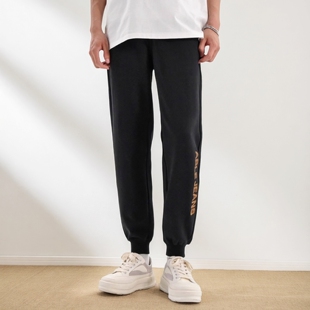 ABLE JEANS男女休闲卫裤黑色长裤字母刺绣针织裤显高束脚裤运动裤
