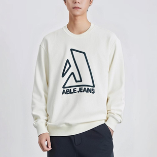 字母绣花套头百搭上衣 卫衣宽松中性圆领韩版 ABLE JEANS男女同款