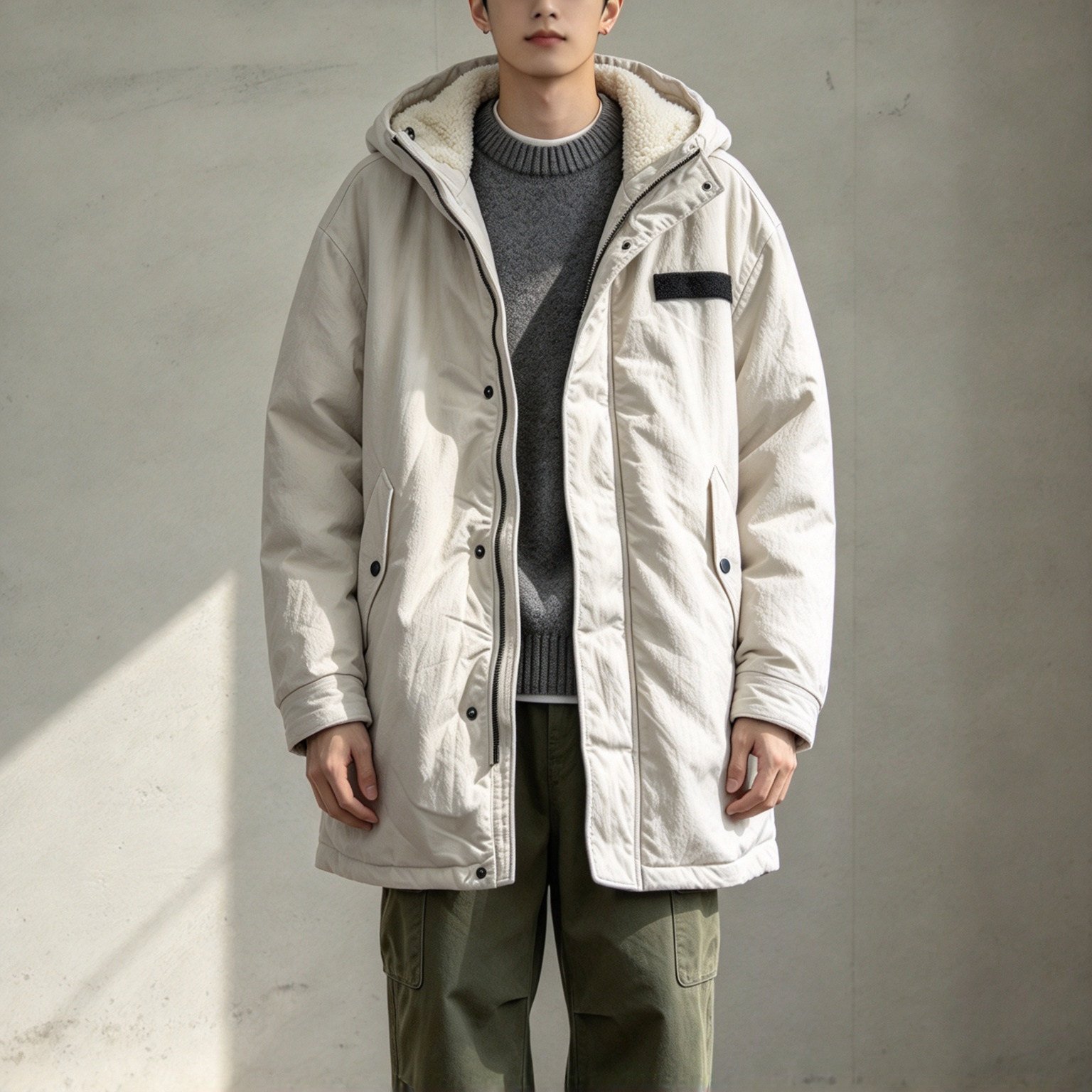 ABLEJEANS男士牛仔连帽加厚棉衣