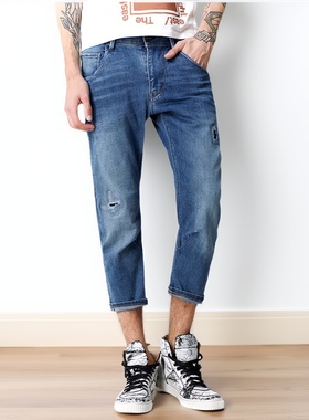 小码超值8分裤ABLE JEANS男小个子牛仔裤春夏潮小脚修身男牛仔裤