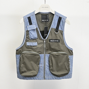 JEANS正品 战术背心撞色户外多口袋潮流上衣 机能风马甲男ABLE 男士
