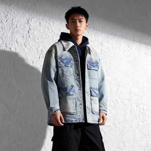 宽松个性 ABLE JENS棉衣男女冬季 新款 风潮外套 牛仔棉服羊羔绒工装