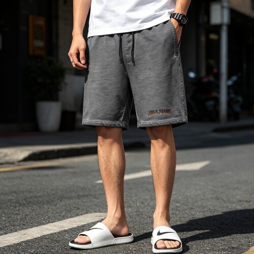 ABLEJEANS复古宽松男五分运动裤
