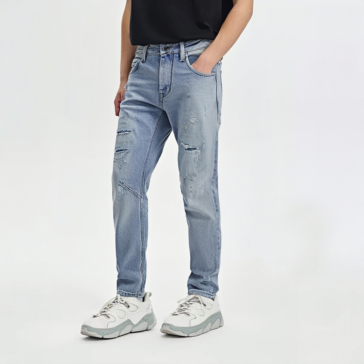 绿油漆精华版3V立体剪裁男牛仔裤