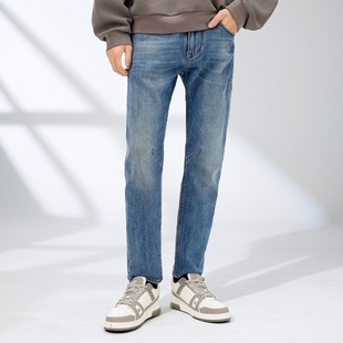 JEANS秋冬季 长裤 男牛仔裤 立体剪裁厚款 子男 休闲做旧大V牛裤 ABLE