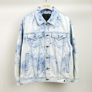 潮流外套 jeans男女牛仔夹克水洗扎染OVERSIZE日系宽松版 新款 able