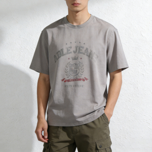 印花T恤宽松圆领纯棉夏季 孤品样衣ABLE 体恤衫 男士 JEANS短袖