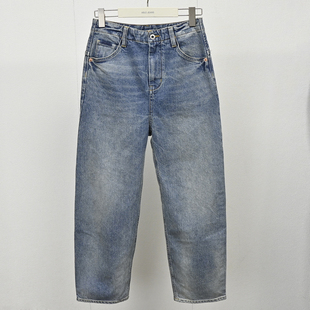 复古做旧水洗牛仔裤 美式 春秋百搭 JEANS女士高腰直筒长裤 ABLE