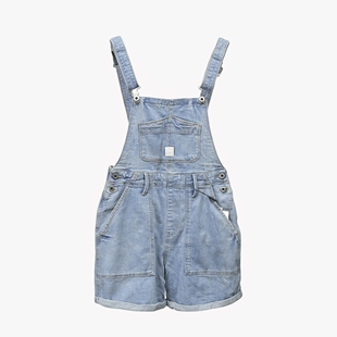 夏季牛仔背带短裤女中国想象联名ABLE JEANS特价浅色宽松版热裤潮