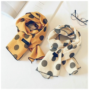 儿童波点棉麻围巾