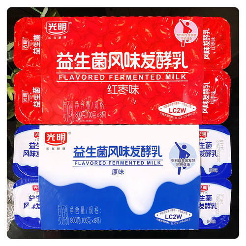 光明酸奶益生菌风味发酵乳16杯8连红枣原味100g早餐牛奶