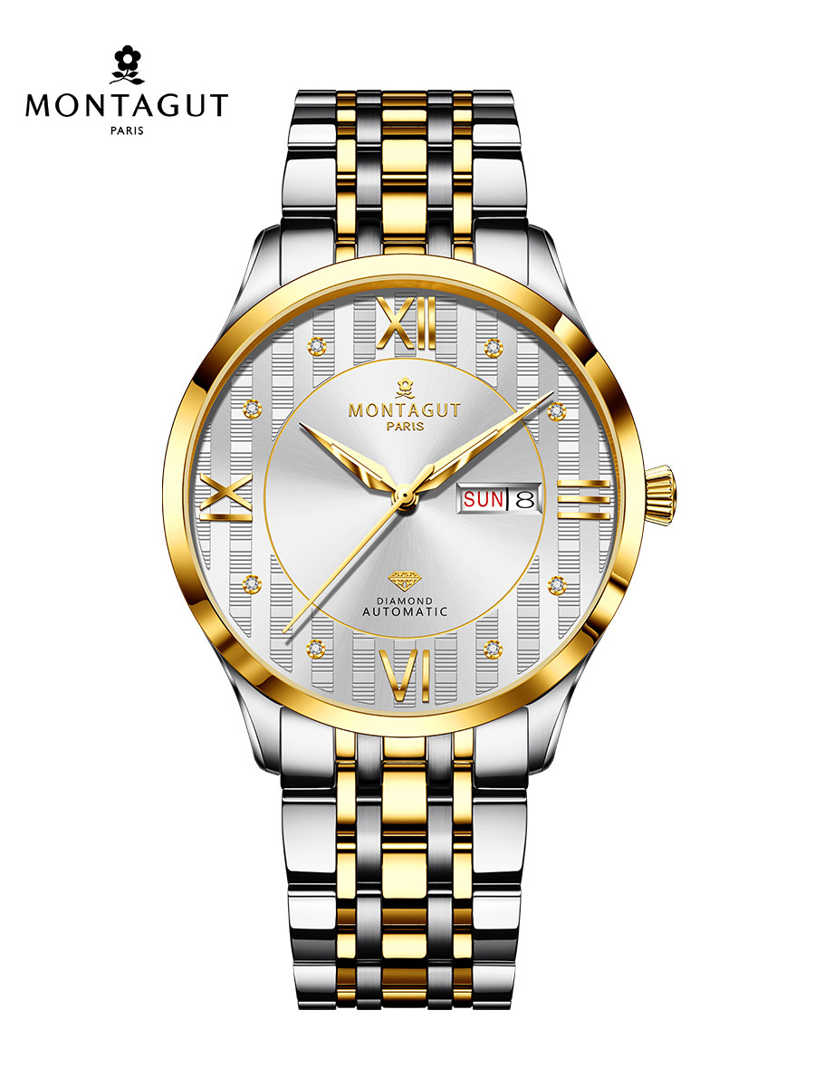 梦特娇montagut八星保喜系列男士手表夜光镶钻防水全自动机械男表