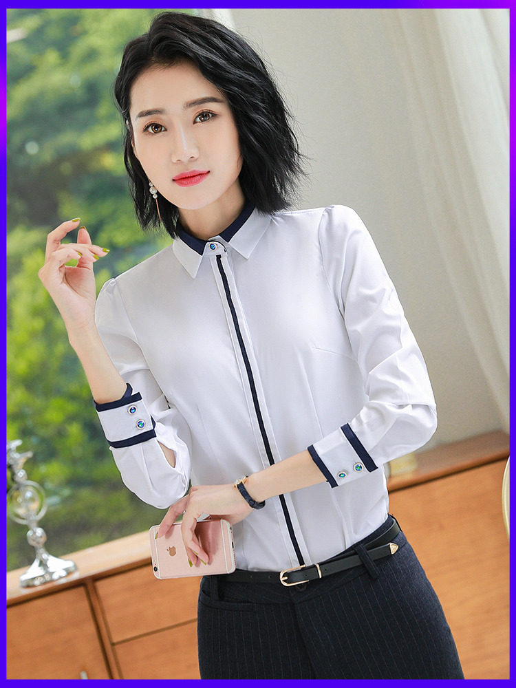 衬衫女长袖职业装2022秋冬新款加绒保暖工作服正装白衬衣修身显瘦