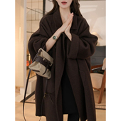 小个子2025年新款 韩版 双面羊毛大衣女中长款 宽松毛呢外套高级感