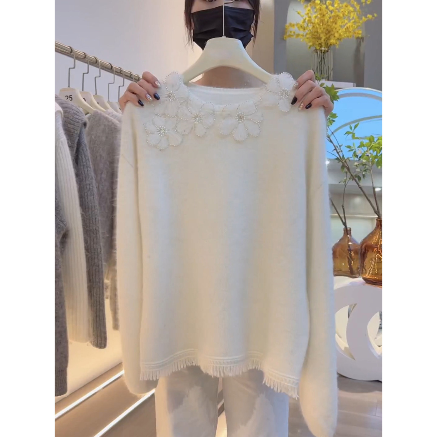 高级感宽松休闲洋气玫瑰钩花针织毛衣女秋冬新款温柔气质减龄上衣,女装/女士精品,大码内搭,淘宝优惠券,粉丝福利购,淘宝优惠卷