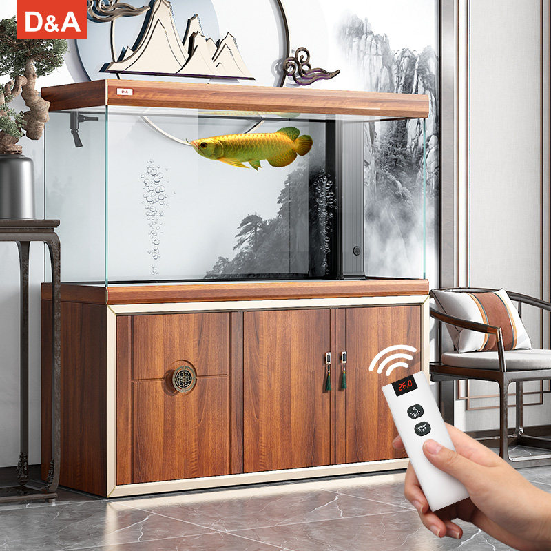德克新中式轻奢鱼缸客厅家用隔断屏风大型智能生态底滤金鱼水族箱