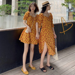 Seaside holiday dress women's summer new French super Xianxian thin long skirt floral One Shoulder Beach skirt