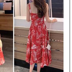 Red dress over the knee