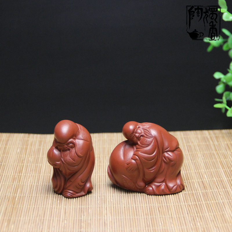 宜兴紫砂寿星手工茶宠摆件小号
