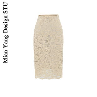 棉洋法式 轻奢蕾丝半身裙复古显瘦花边包臀性感气质ol高腰一步裙子