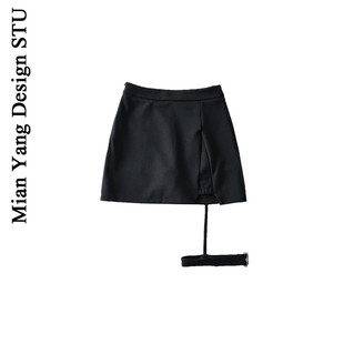 棉洋高腰半身裙防走光短裙辣妹朋克风包臀裙裤 甜小个子甜辣绑腿裙