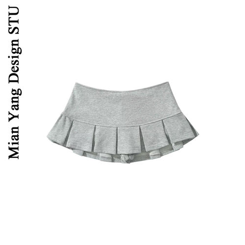 超短纯欲a字防走光低腰百褶裙