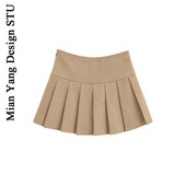 棉洋 防走光超短裙jk学院风a字裙 百搭纯色高腰百褶裙小个子基础款