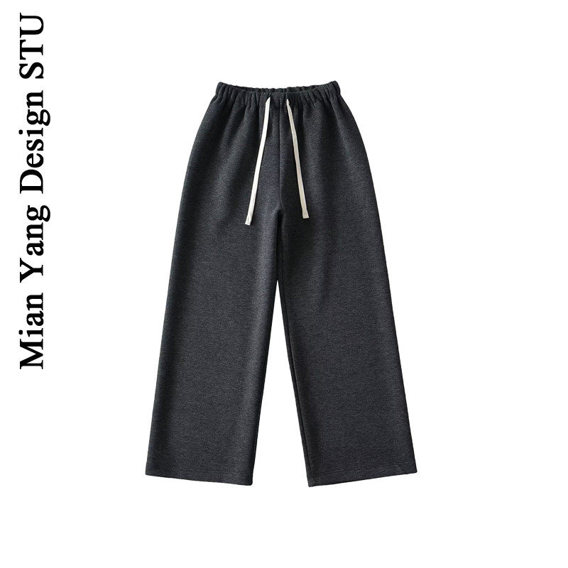 棉洋 美式松紧腰抽绳宽松遛弯裤女 复古休闲运动卫裤百搭直筒长裤,女装/女士精品,卫裤,淘宝优惠券,粉丝福利购,淘宝优惠卷