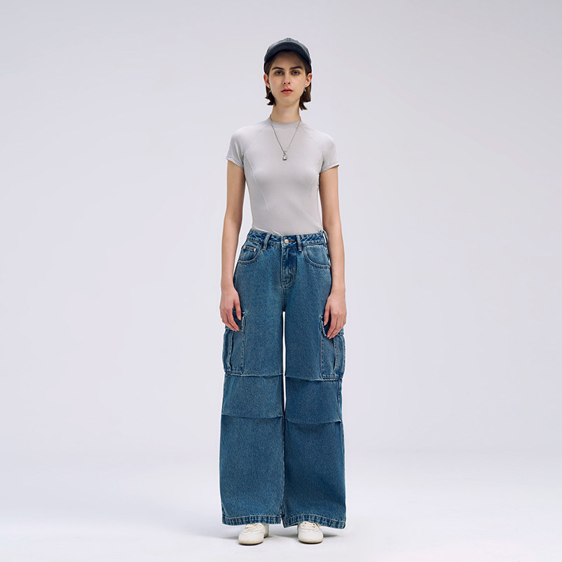 四季牛仔工装裤拿捏随性拽姐穿搭美式风多口袋设计阔腿长裤,女装/女士精品,牛仔裤,淘宝优惠券,粉丝福利购,淘宝优惠卷