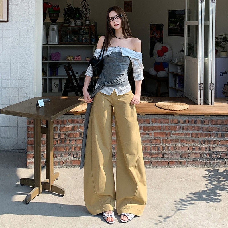 2026春季新款廓形显瘦弯刀裤宽松阔腿显瘦休闲简约百搭镰刀裤,女装/女士精品,休闲裤,淘宝优惠券,粉丝福利购,淘宝优惠卷