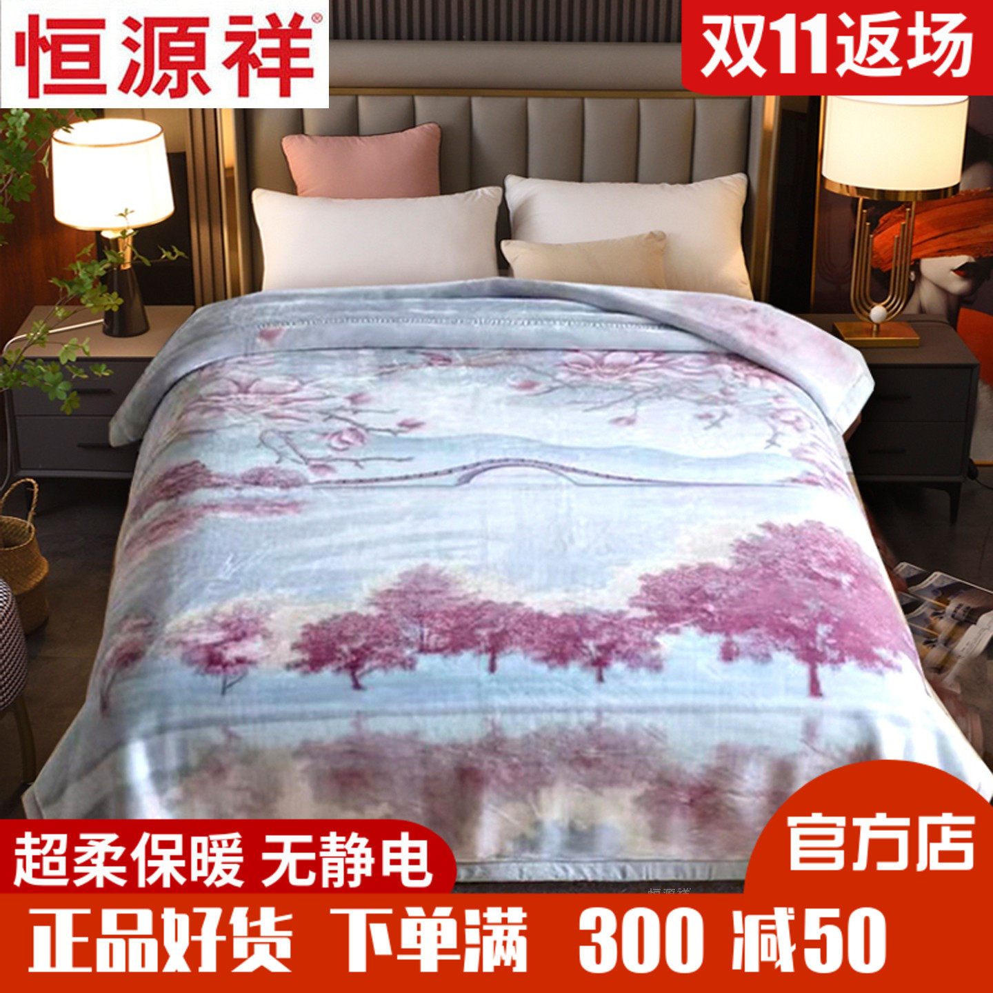 恒源祥家纺天丝绒超柔毛毯拉舍尔盖毯垫毯绒毯保暖冬季毯床上毯子,床上用品,休闲毯/毛毯/绒毯,淘宝优惠券,粉丝福利购,淘宝优惠卷