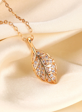 叶子项链女轻奢小众高级网红爆款通勤女生锁骨链