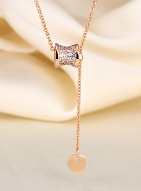 韩版东大门 镶锆石小蛮腰项链女网红ins小众轻奢送女友礼物锁骨链