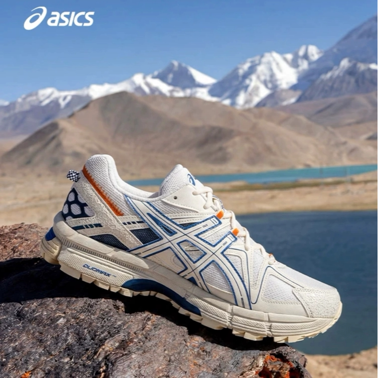 亚瑟士ASICS男女回弹耐磨透气越野跑鞋 GEL-KAHANA 8 米色/蓝色