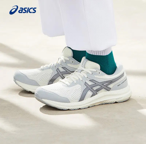 亚瑟士ASICS男子缓震透气经典跑鞋 GEL-CONTEND 7 白色/灰色