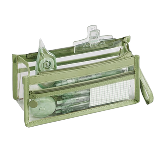 透明笔袋大容量ins高颜值女孩款简约日系文具盒中学生初中高中生铅笔盒男孩文具用品分层考试专用白色拉链盒