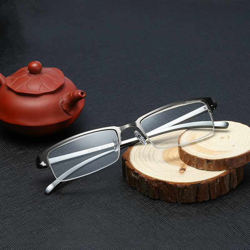 老花镜半框老年人专用眼镜 气质方型老人镜 黑色抢色金属老花眼镜