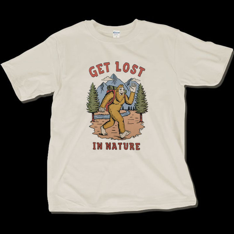GET LOST IN NATURE 趣味英文恶搞笑纯棉短袖t恤男女士圆领宽松