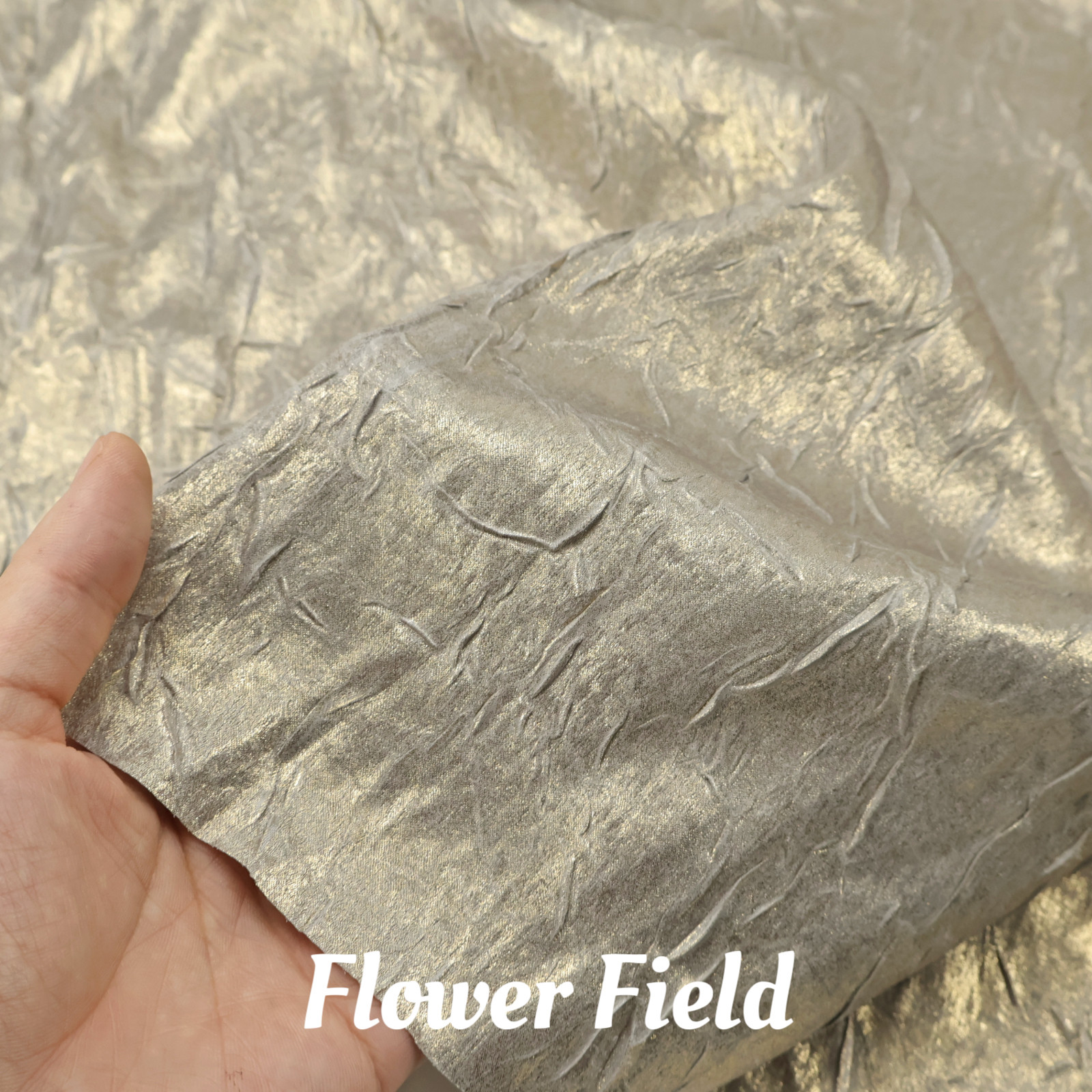 设计师款  光泽香槟金色烫金立体褶皱面料半裙礼服设计师DIY布料