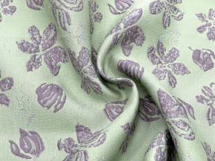 薄款微廓 绿色底紫色凹凸小花浮雕提花面料旗袍汉服连衣裙布料diy