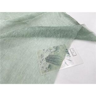微廓半透明 豆绿色超薄丝麻天丝苎麻亚麻布料衬衫纱裙汉服面料DIY