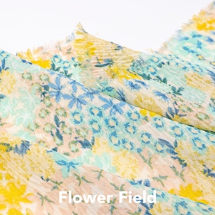 印花褶皱 蓝色系小碎花印花三宅一生弹力雪纺面料连衣裙布料DIY