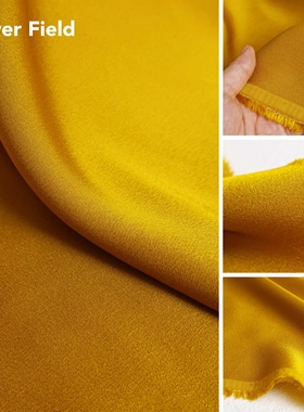 进口光泽垂坠 金姜黄色醋酸缎布料衬衫旗袍连衣裙套装设计师面料