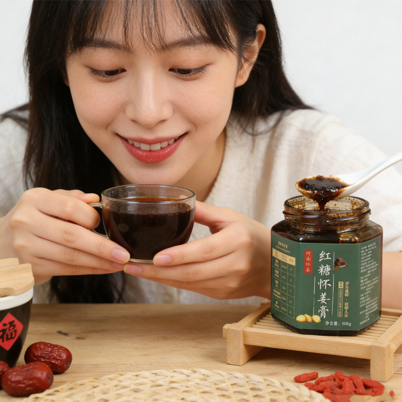 【澳门发婶】红糖手工姜茶糖膏河南怀姜枸杞怀姜冲泡姜枣膏礼盒装